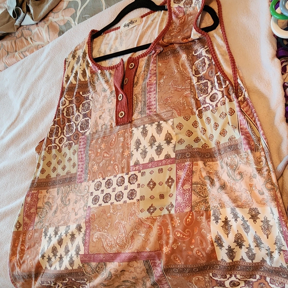 Alfred Dunner Orange Buttoned Polo Tank Top